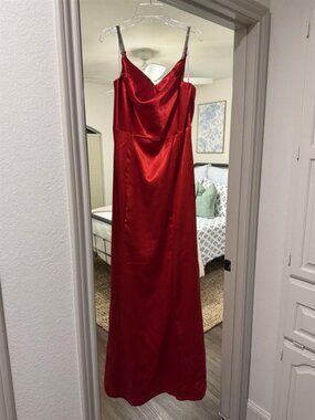 Lulus Long Red Formal Dress with Sequin Straps